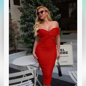 Amazon red midi dress!!! Never worn, size Medium!!